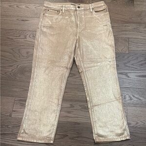 NWT Lauren Ralph Lauren Metallic Straight Ankle Jeans Women’s 12 High Rise